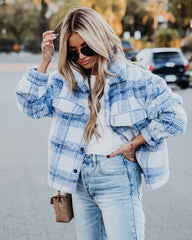 LA Winter Pocketed Plaid Button Down Jacket