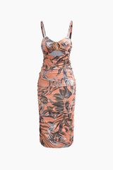 Leaves Print Cut Out Midi Dress - HouseofHalley