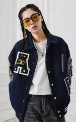 Letter Embroidery Varsity Jacket