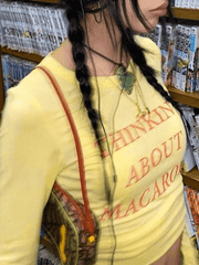 Letter Print Contrast Color Crop Long Sleeve Tee - HouseofHalley