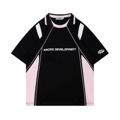 Letter Print Racing Style T-Shirt