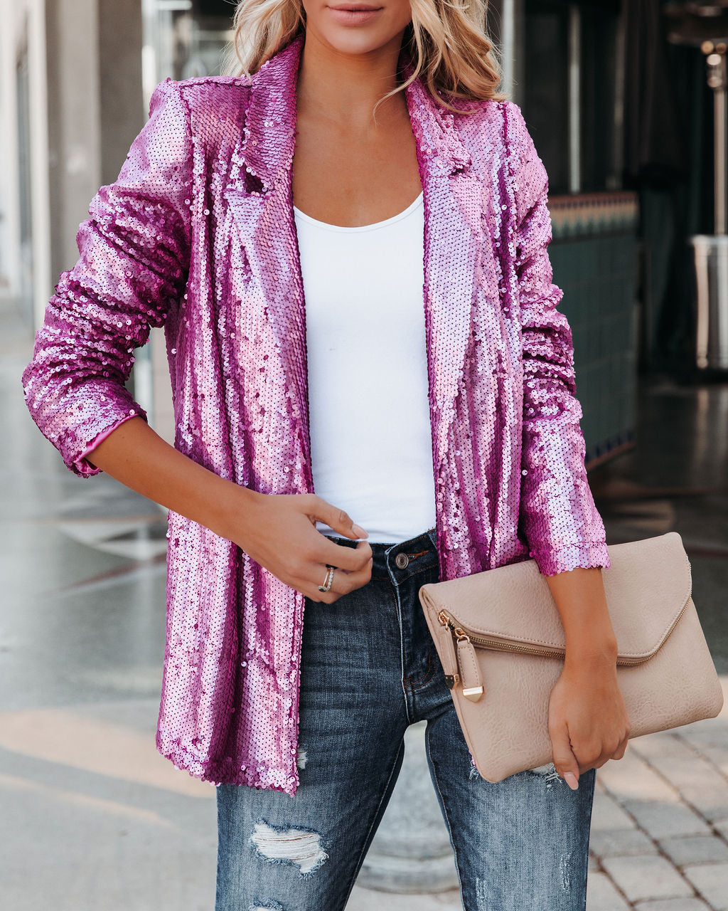 Life Of The Party Sequin Blazer - Pink