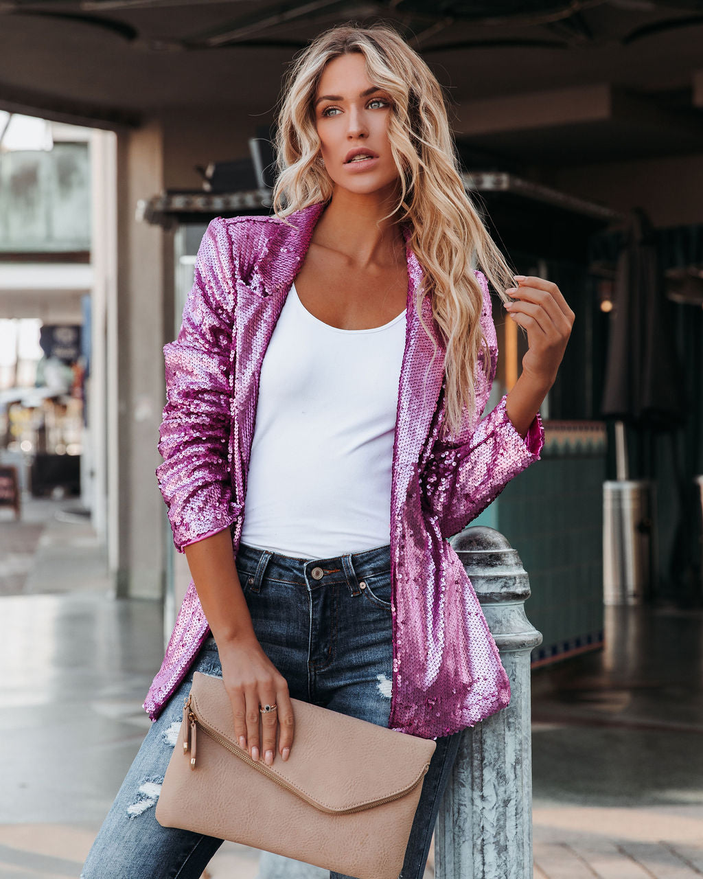 Life Of The Party Sequin Blazer - Pink