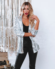 Life Of The Party Sequin Blazer - Silver