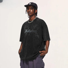 Lightning Printed Washed Oversized T-shirt