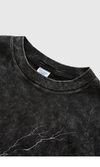 Lightning Printed Washed Oversized T-shirt