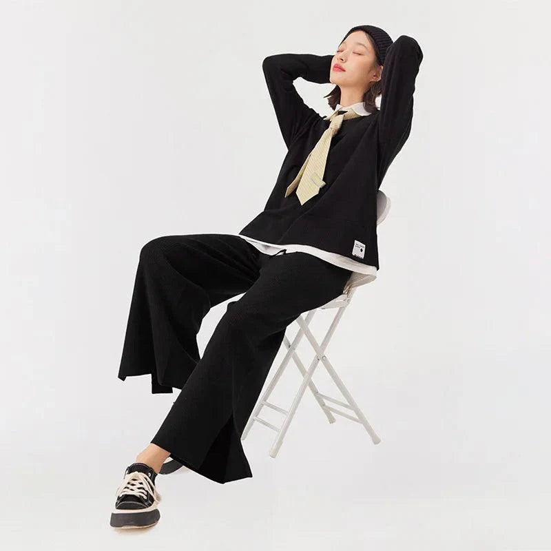 Loose Two-Piece Knitted Suit