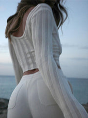 Low Neck Flare Long Sleeve Tee - HouseofHalley