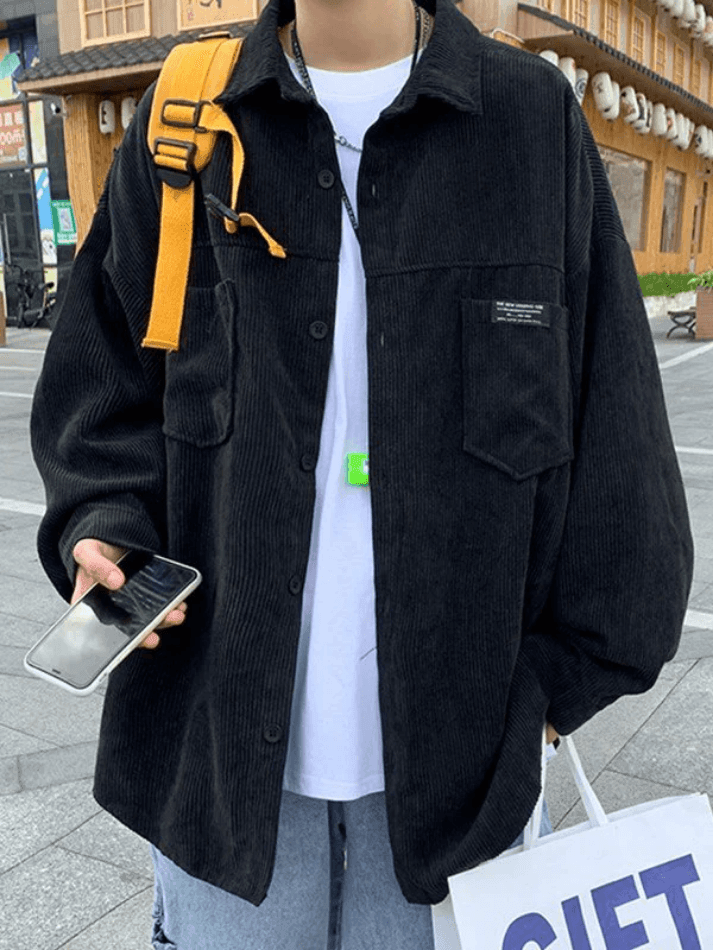 Men's Simple Pocket Corduroy Long Sleeve Shirt - HouseofHalley