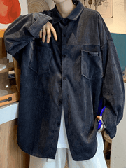 Men's Simple Pocket Corduroy Long Sleeve Shirt - HouseofHalley