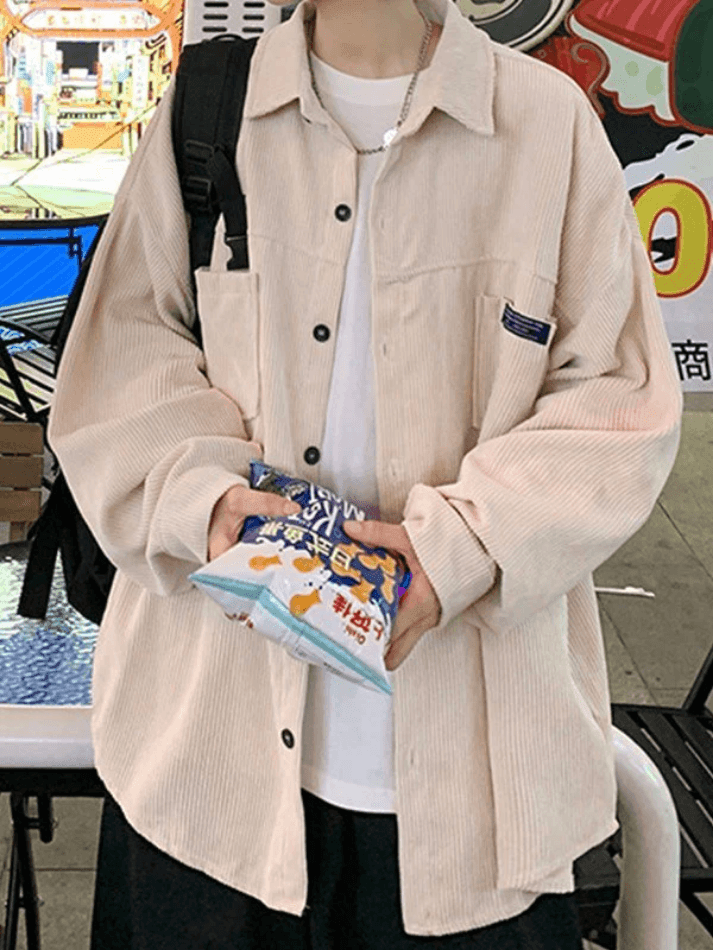 Men's Simple Pocket Corduroy Long Sleeve Shirt - HouseofHalley