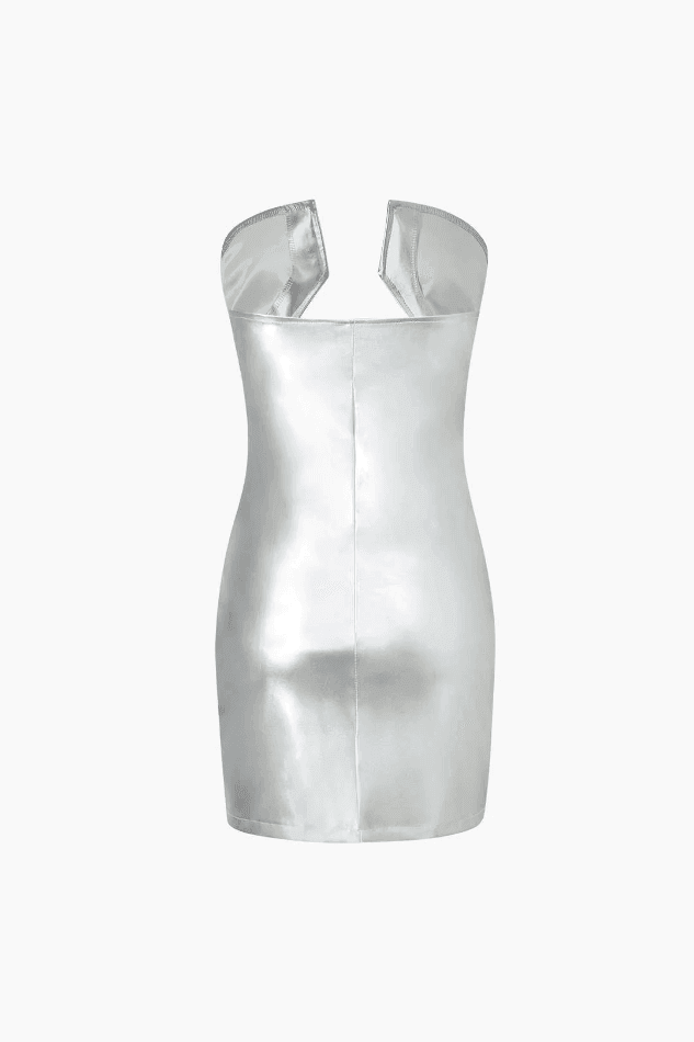 Metallic Leather Strapless Mini Dress - HouseofHalley