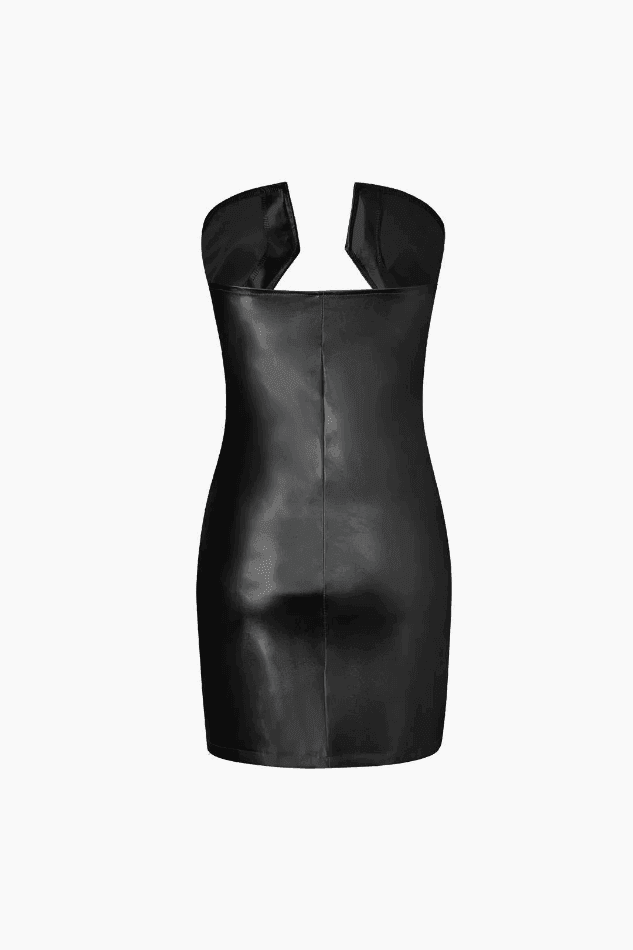 Metallic Leather Strapless Mini Dress - HouseofHalley