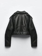 Motorcycle Leather Short Jacket