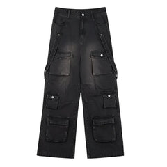 Multi Pocket Wide Leg Jeans