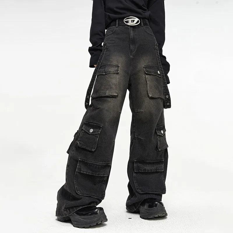 Multi Pocket Wide Leg Jeans