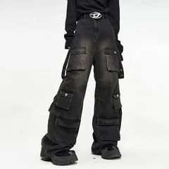 Multi Pocket Wide Leg Jeans