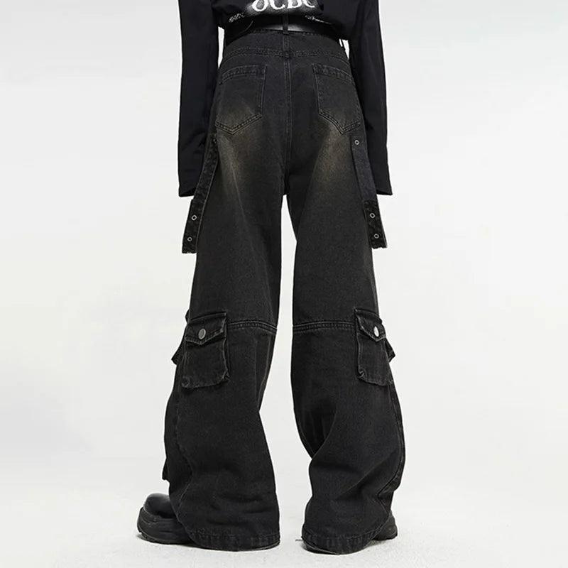 Multi Pocket Wide Leg Jeans