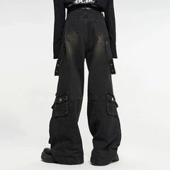 Multi Pocket Wide Leg Jeans