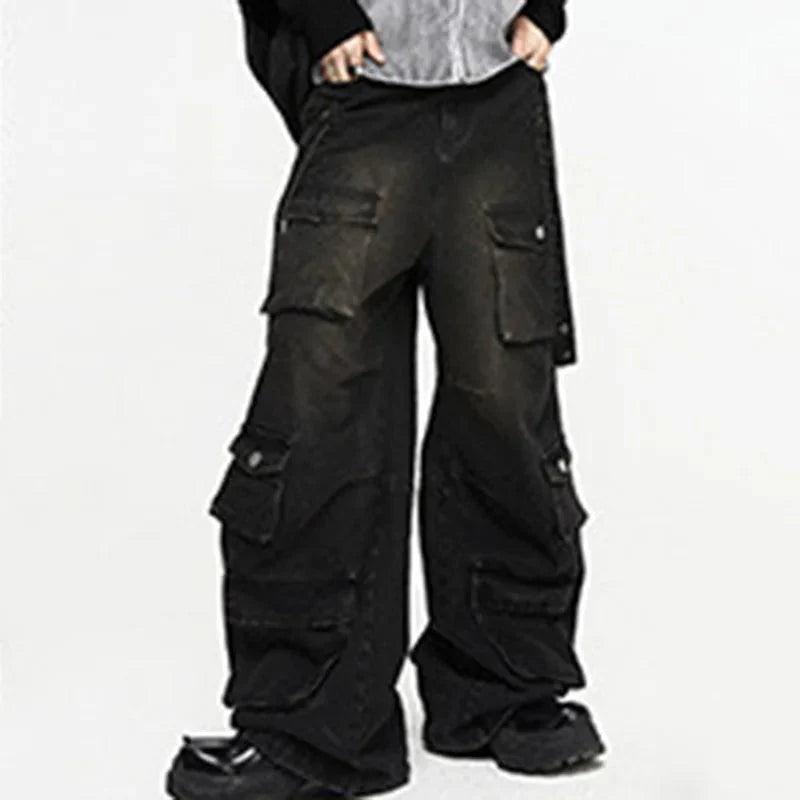 Multi Pocket Wide Leg Jeans