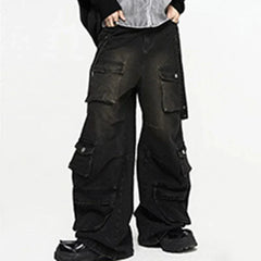 Multi Pocket Wide Leg Jeans