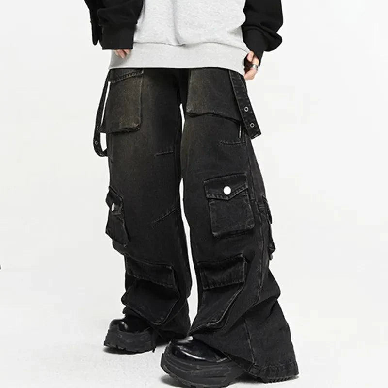Multi Pocket Wide Leg Jeans