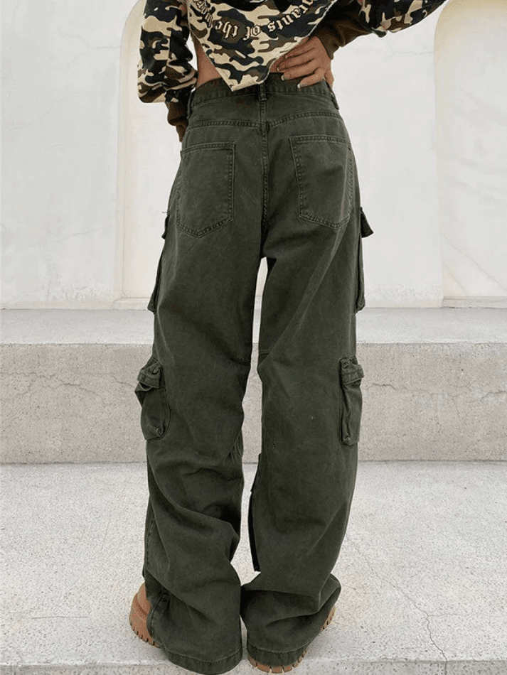 Multi Pockets Vintage Baggy Cargo Jeans