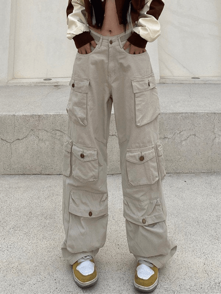 Multi Pockets Vintage Baggy Cargo Jeans - HouseofHalley