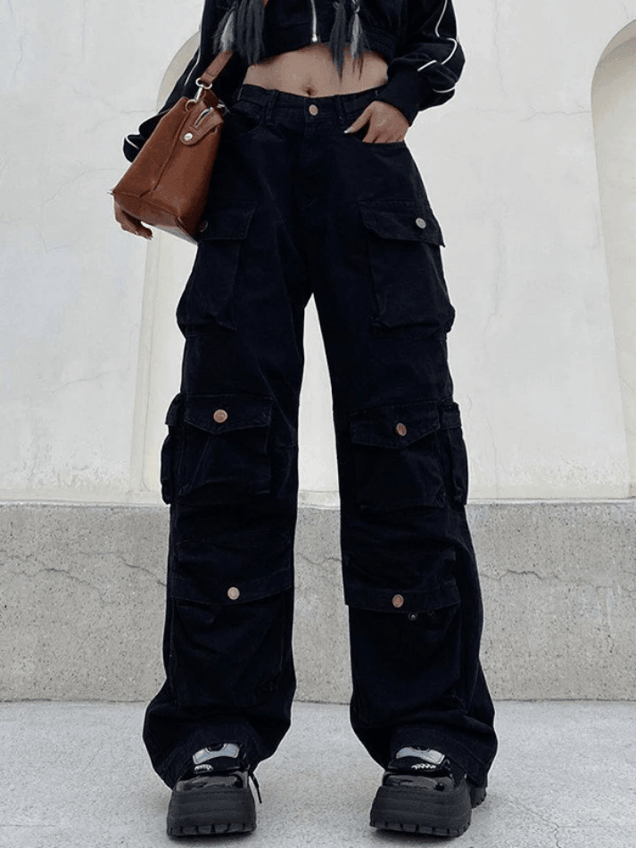 Multi Pockets Vintage Baggy Cargo Jeans - HouseofHalley