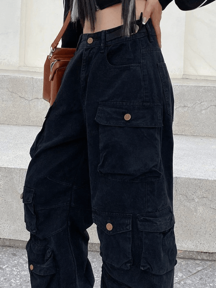 Multi Pockets Vintage Baggy Cargo Jeans - HouseofHalley