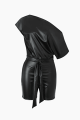 One Shoulder Faux Leather Romper - HouseofHalley