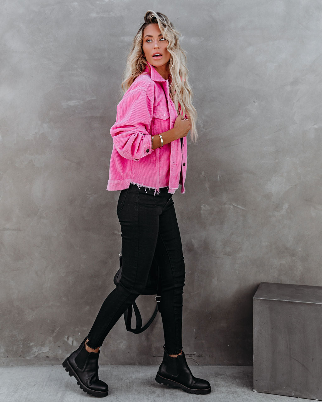 Paddington Distressed Cotton Corduroy Jacket - Hot Pink