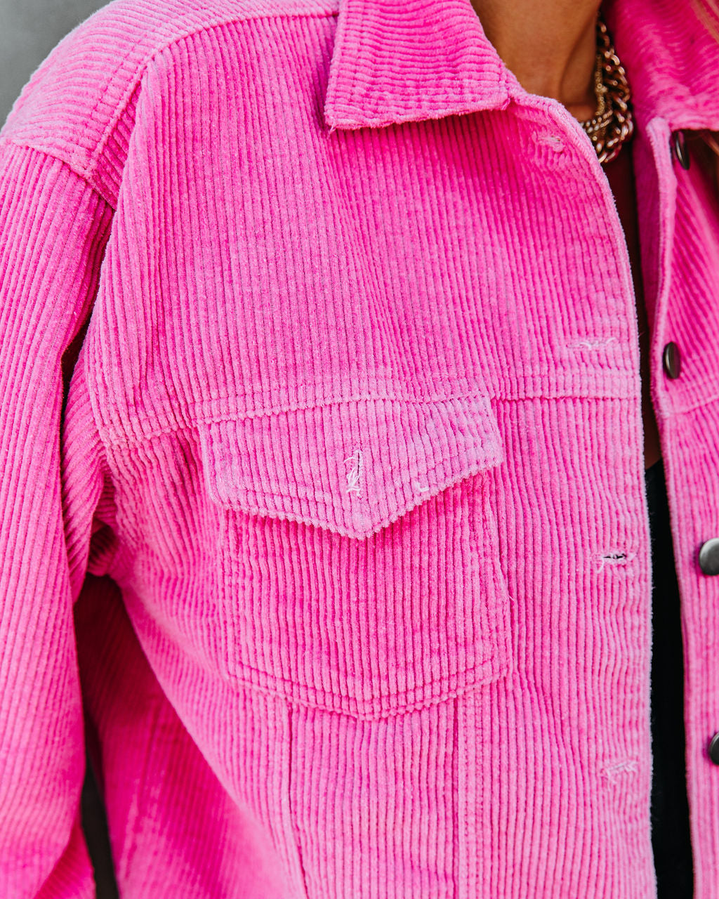 Paddington Distressed Cotton Corduroy Jacket - Hot Pink