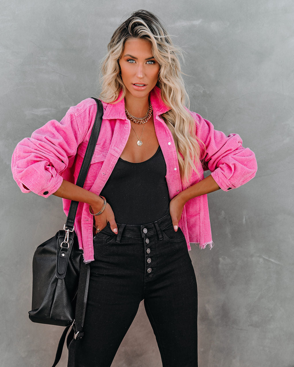 Paddington Distressed Cotton Corduroy Jacket - Hot Pink