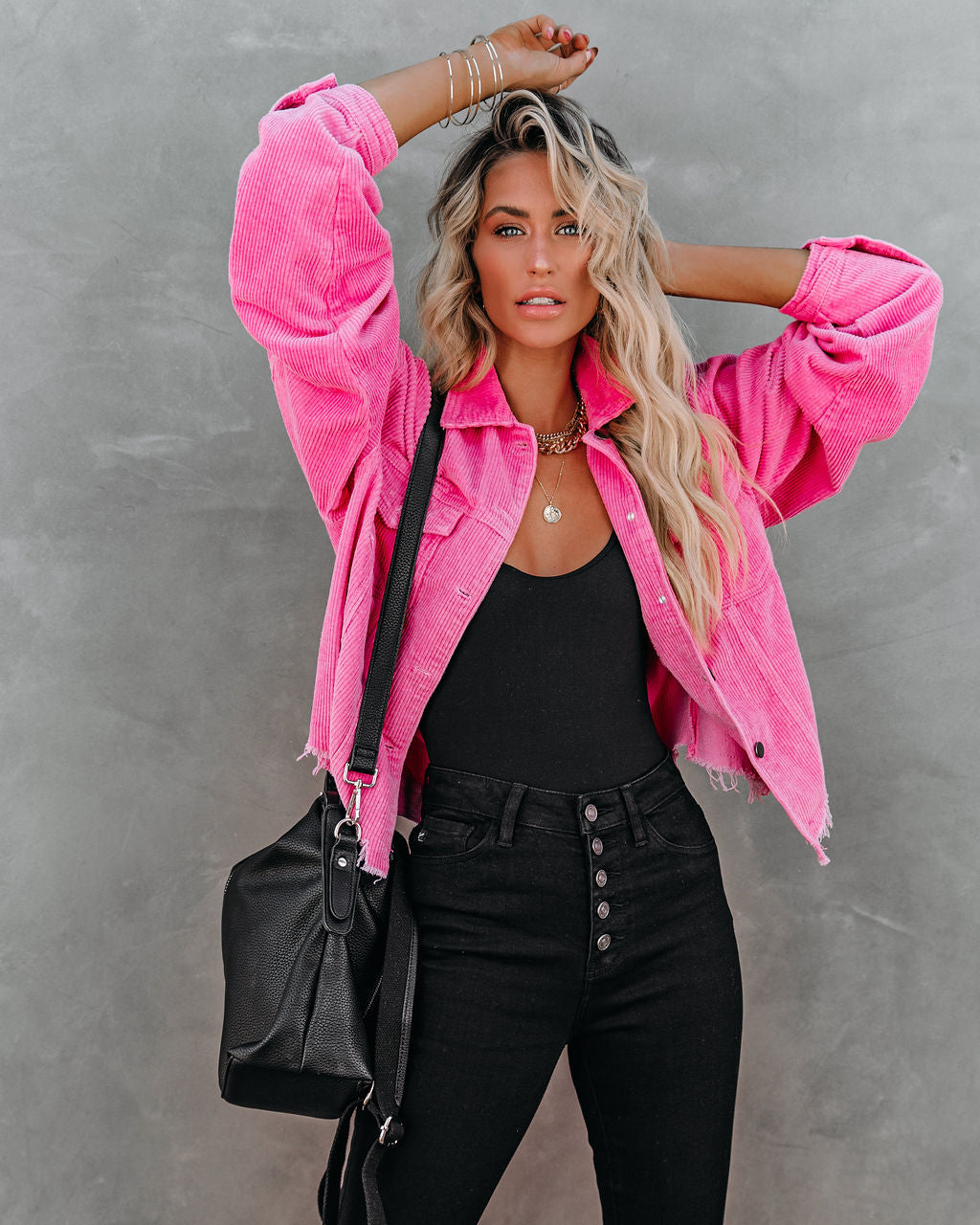 Paddington Distressed Cotton Corduroy Jacket - Hot Pink