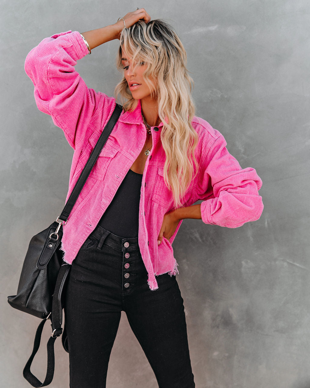 Paddington Distressed Cotton Corduroy Jacket - Hot Pink