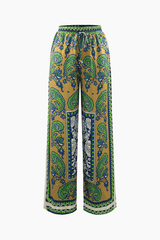 Paisley Print Drawstring Waist Pants - HouseofHalley