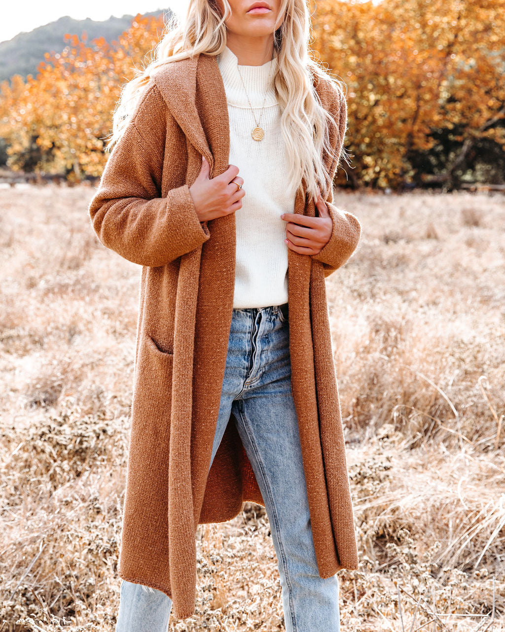 Park City Pocketed Hooded Coatigan - Camel