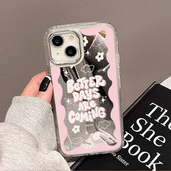 Pink Letter Mirror Glass Phone Case For iPhone