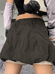 Pleat Cargo Wrap Hip Mini Skirt