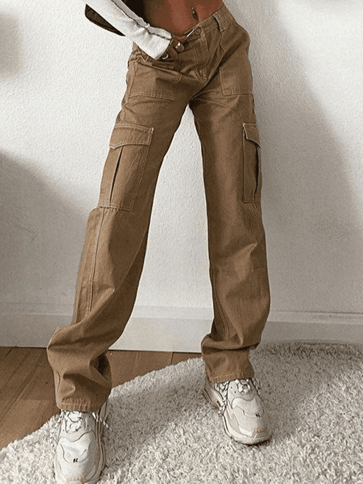 Pocket Detail Straight Cargo Jeans - HouseofHalley