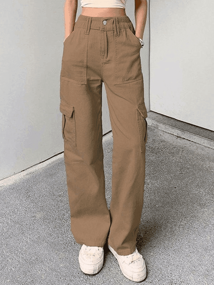 Pocket Detail Straight Cargo Jeans - HouseofHalley