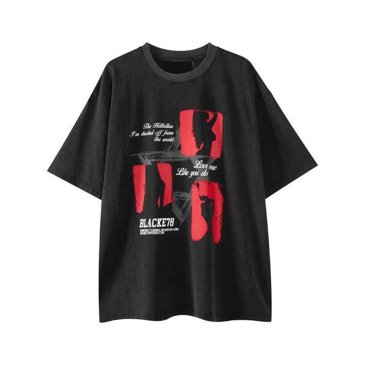 Print Washed Distressed T-Shirt
