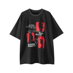 Print Washed Distressed T-Shirt