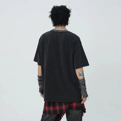 Print Washed Distressed T-Shirt