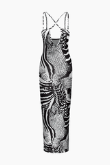 Printed Cross Strap Cut Out Maxi Dress - HouseofHalley