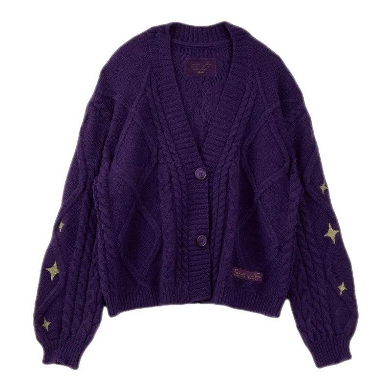 Purple Cardigan Sweater