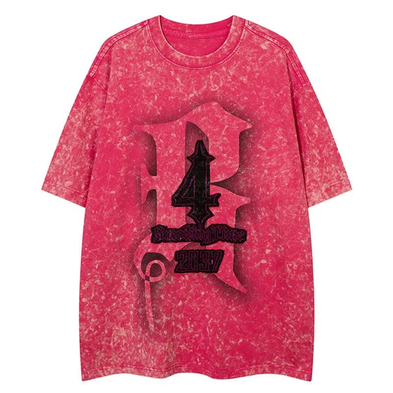 R-2037 Punk Letter Print T-Shirt