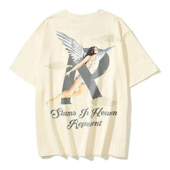 R-Shaped Angel Cloud Printed T-shirt