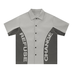 Y2K "Refuse Change" Patchwork Shirt